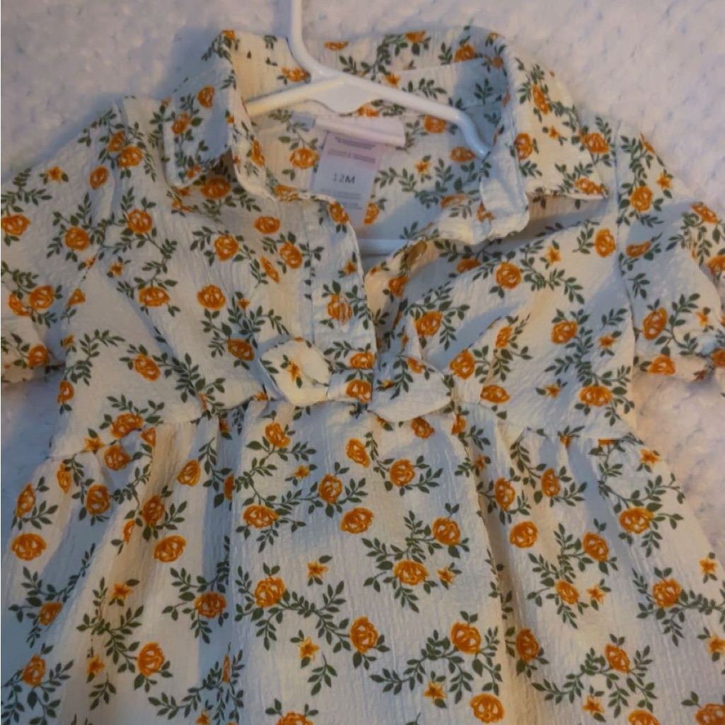 Floral Kids Shirt With Orange And Green Pattern